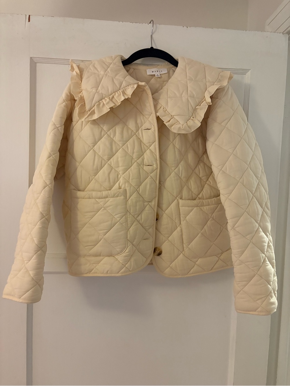 Quilted Ruffle Collar Jacket - Cream - Picture 3 of 3